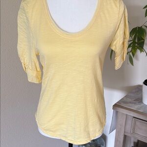 White House Black Market Yellow Fitted Short Sleeve Tee